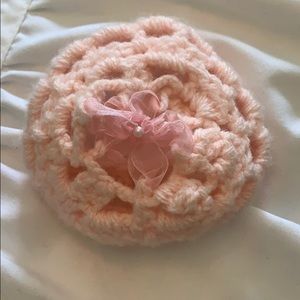 pink crochet adjustable ballet bun cover